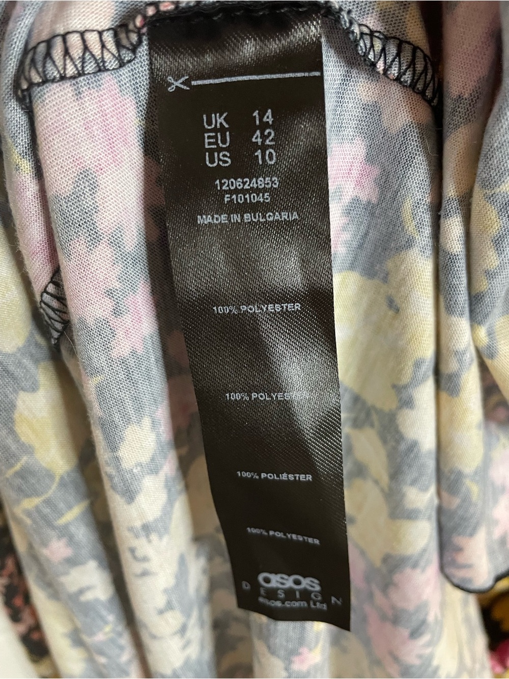 ASOS Design Floral Maternity Maxi Dress in Black w Pink & Yellow Flowers Sz 10 - Picture 7 of 7